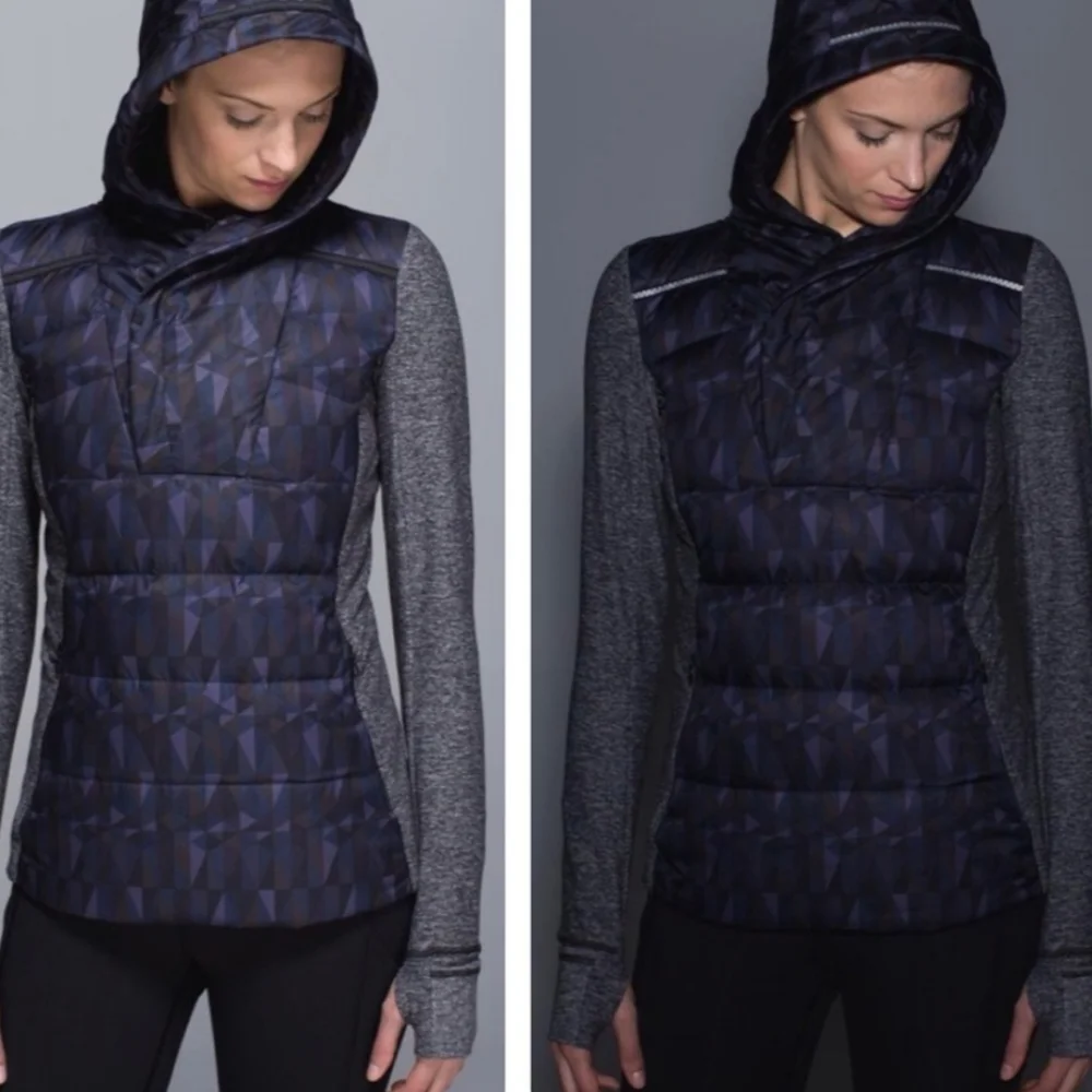 Lululemon Fluff Off Pullover Down Puffer Hoodie 6 Stained Glass
